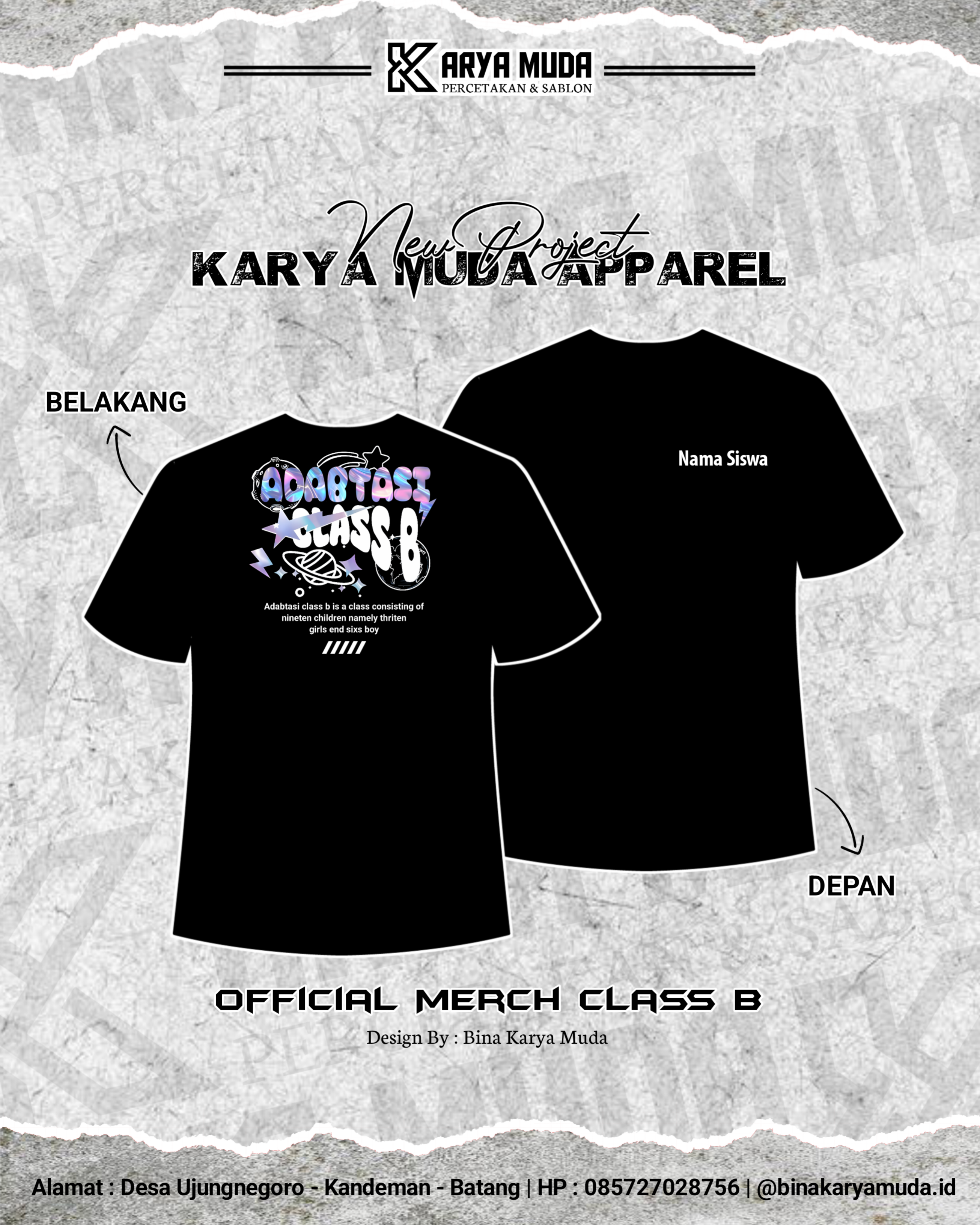 Kaos Kelas B MTs Maulana Maghribi Ujungnegoro